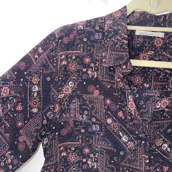 Mes Demoiselles Womens Donovan Shirt Dress Size 8 Black Multicolor Pure Silk - Picture 7 of 16